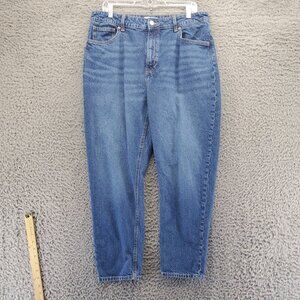 H&M Jeans Womens Size 14 Blue Relaxed Cropped Fit High-Rise Denim Pants Stretch